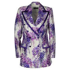 Dolce And Gabbana Double Breasted Floral Print Silk Blend Blazer It 48 Uk 16