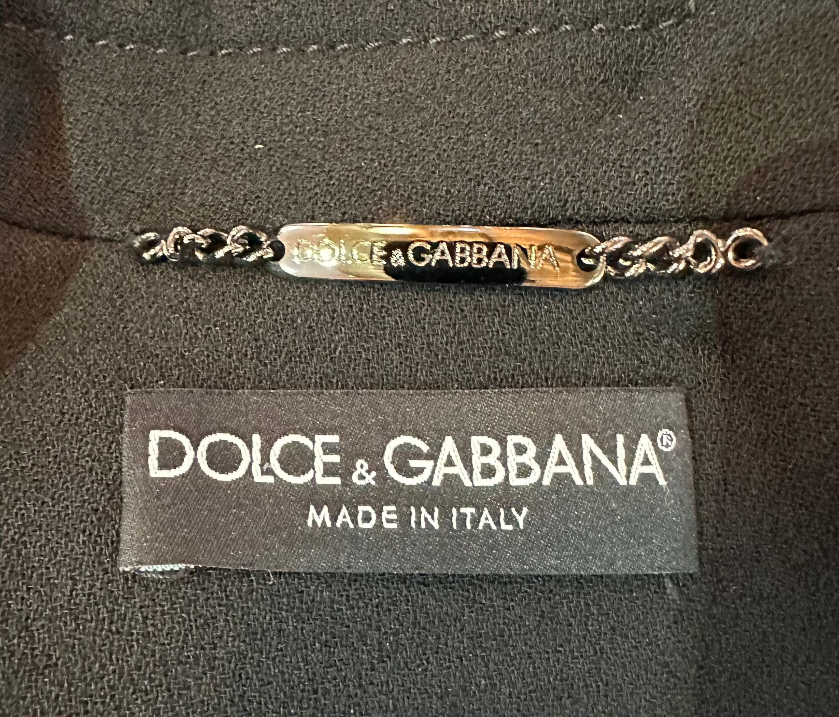 Women's Dolce and Gabbana Dramatic Black Wool Military Inspired Coat, 2000s For Sale