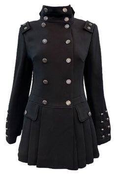 Dolce and Gabbana Dramatic Black Wool Military Inspired Coat, 2000s