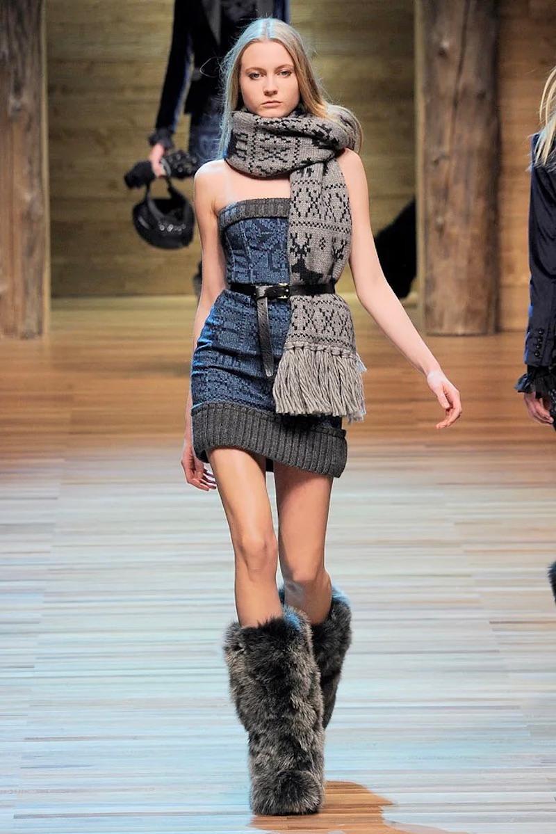 Dolce and Gabbana F/W 2010 runway dress made from denim and wool. It features a corset with boning at the waist for added support and back zip closure. 
~Very good conditions
~Made in Italy
~Size IT 38 - XS
