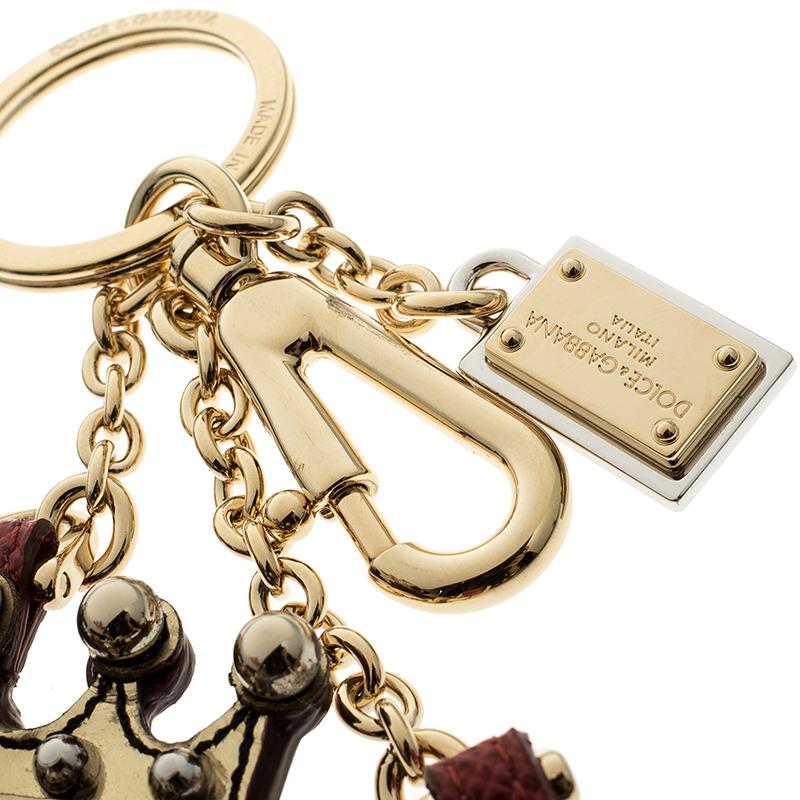 Beige Dolce and Gabbana Face Charm of The Designers Keyring