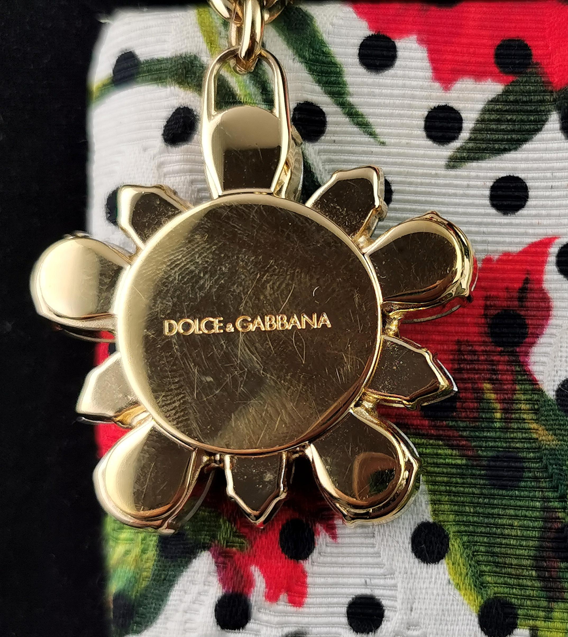 Women's Dolce and Gabbana floral clutch purse, Carnation and Polka dot For Sale