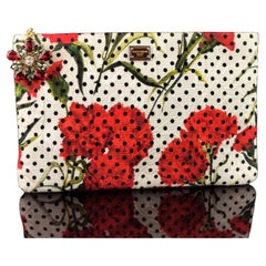 Dolce und Gabbana Clutch-Handtasche mit Blumenmuster, Carnation und Tupfenmuster