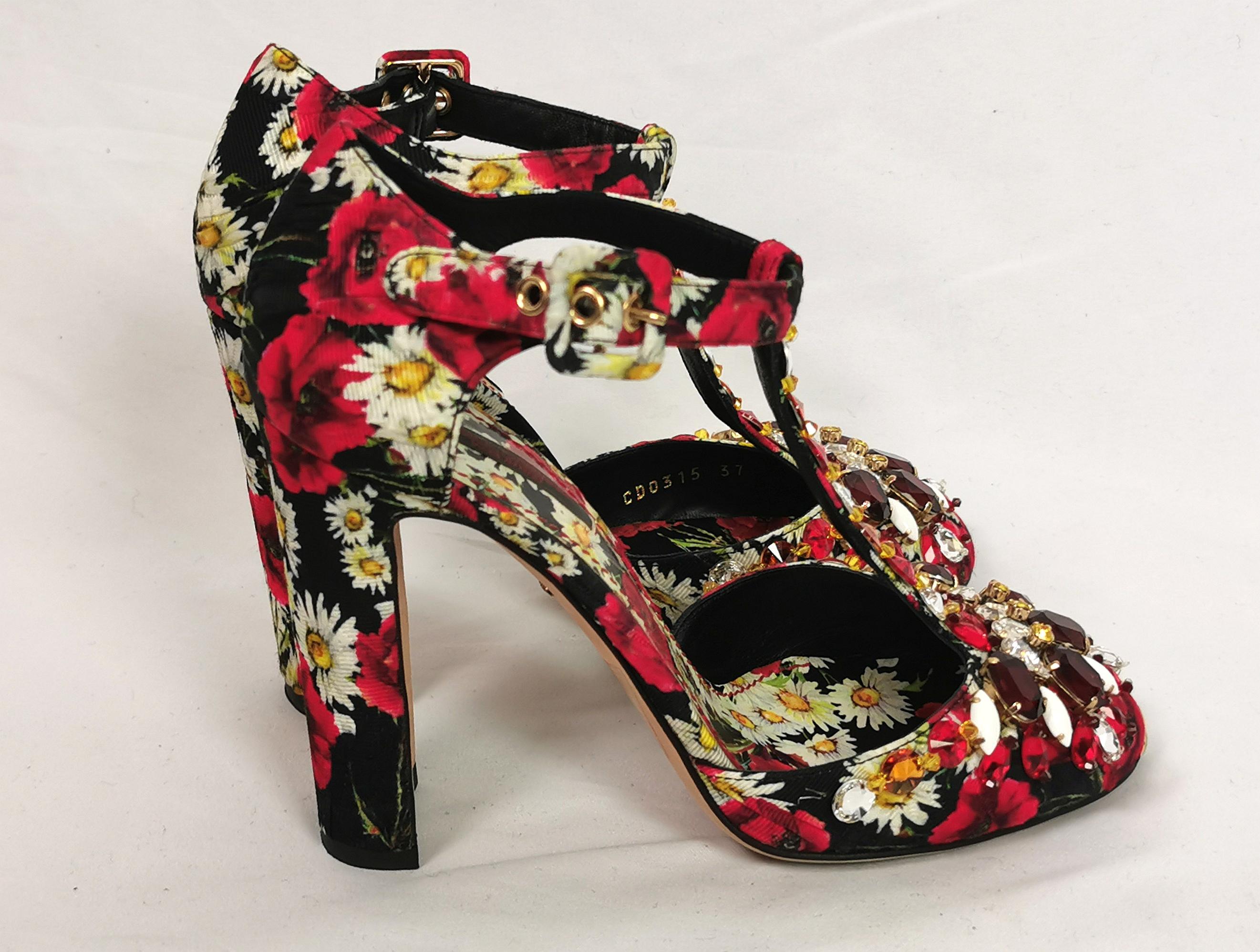 Dolce and Gabbana floral jewelled heeled sandals, Poppy and Daisy shoes  6