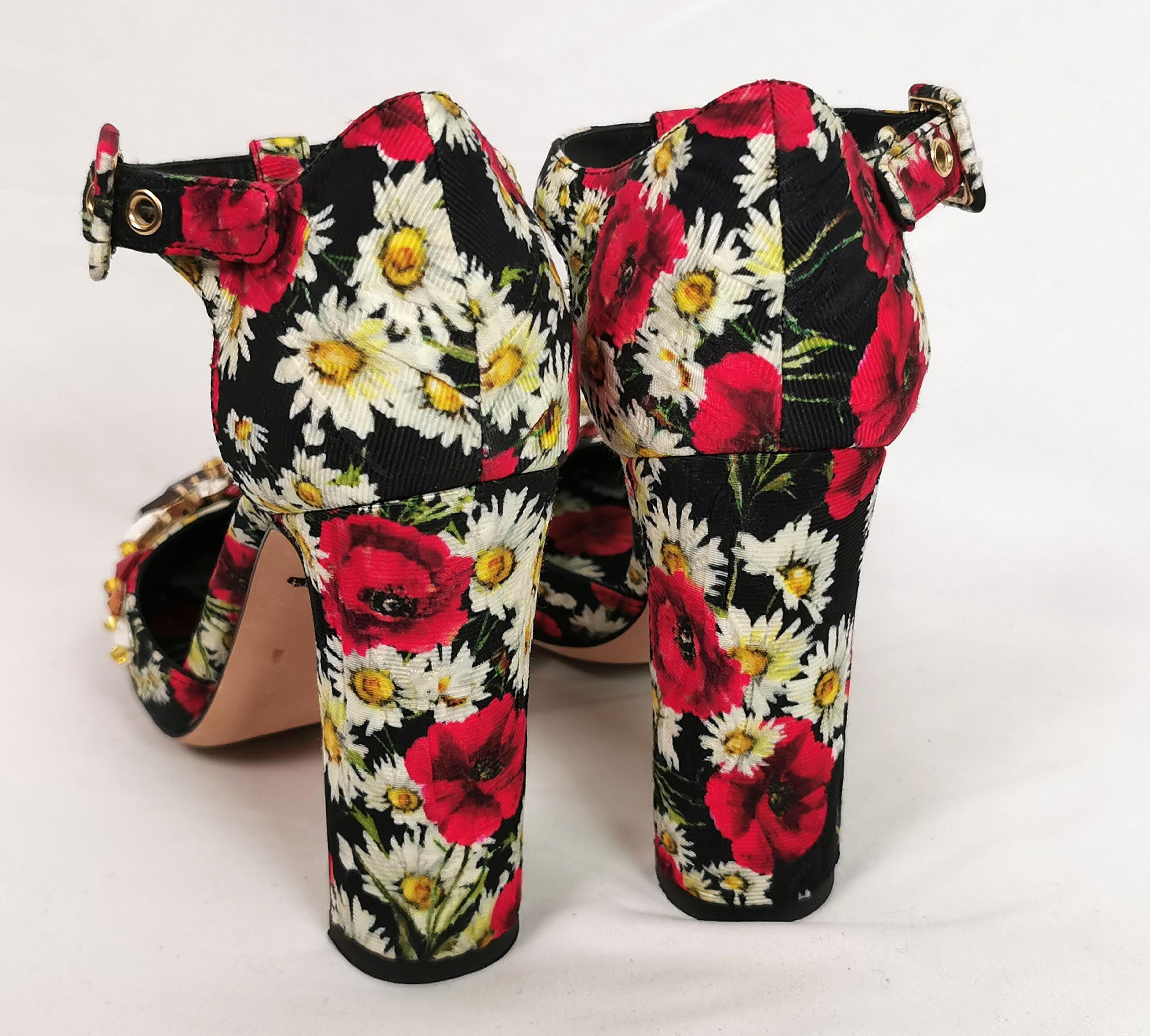 Dolce and Gabbana floral jewelled heeled sandals, Poppy and Daisy shoes  7