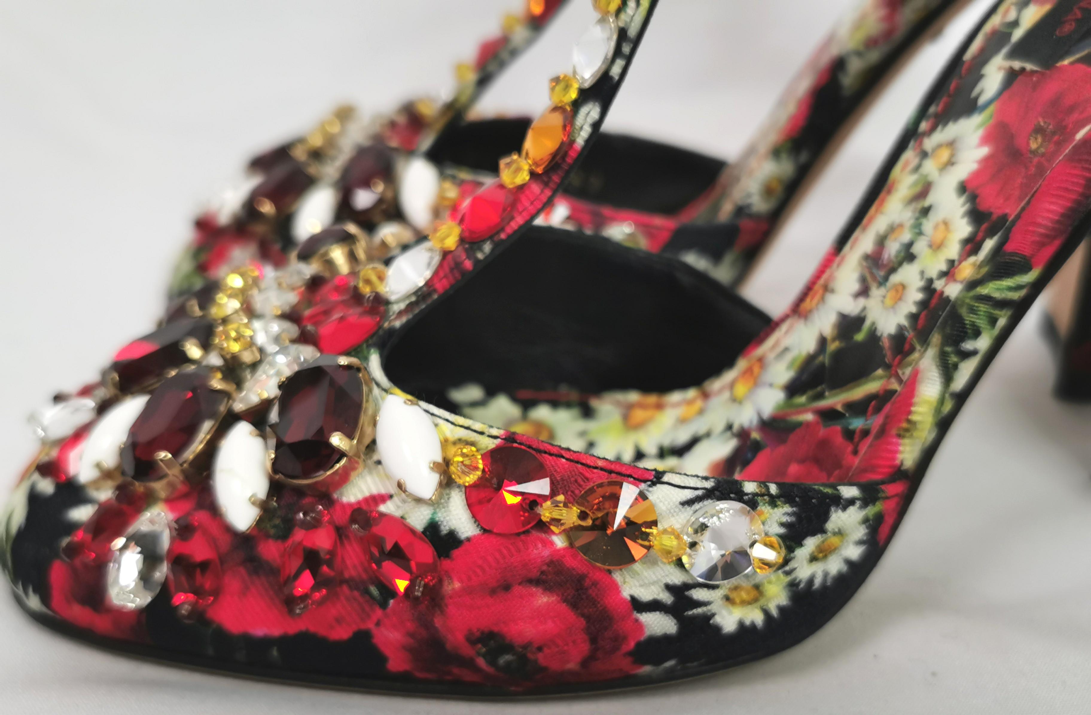 Dolce and Gabbana floral jewelled heeled sandals, Poppy and Daisy shoes  8