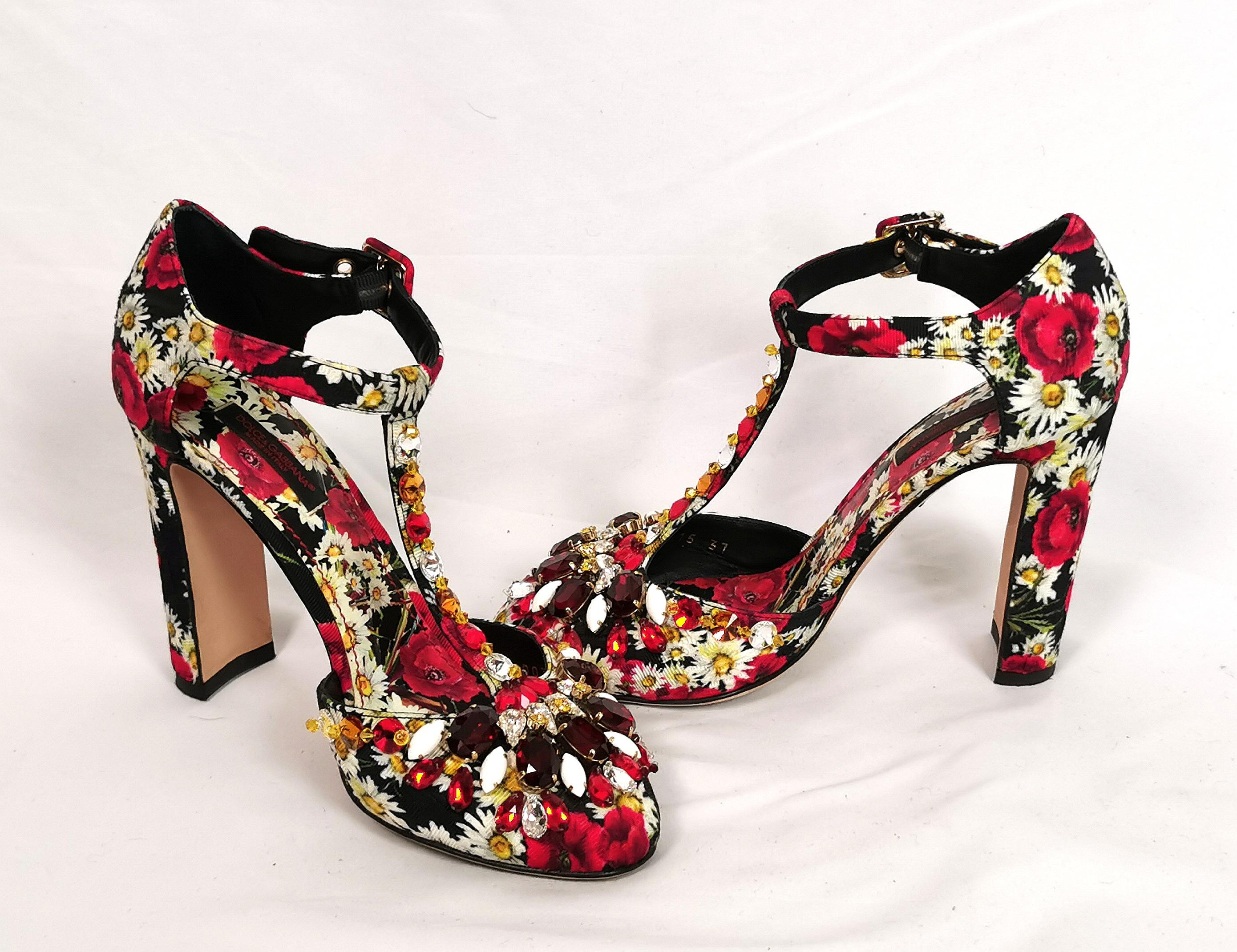 Dolce and Gabbana floral jewelled heeled sandals, Poppy and Daisy shoes  10
