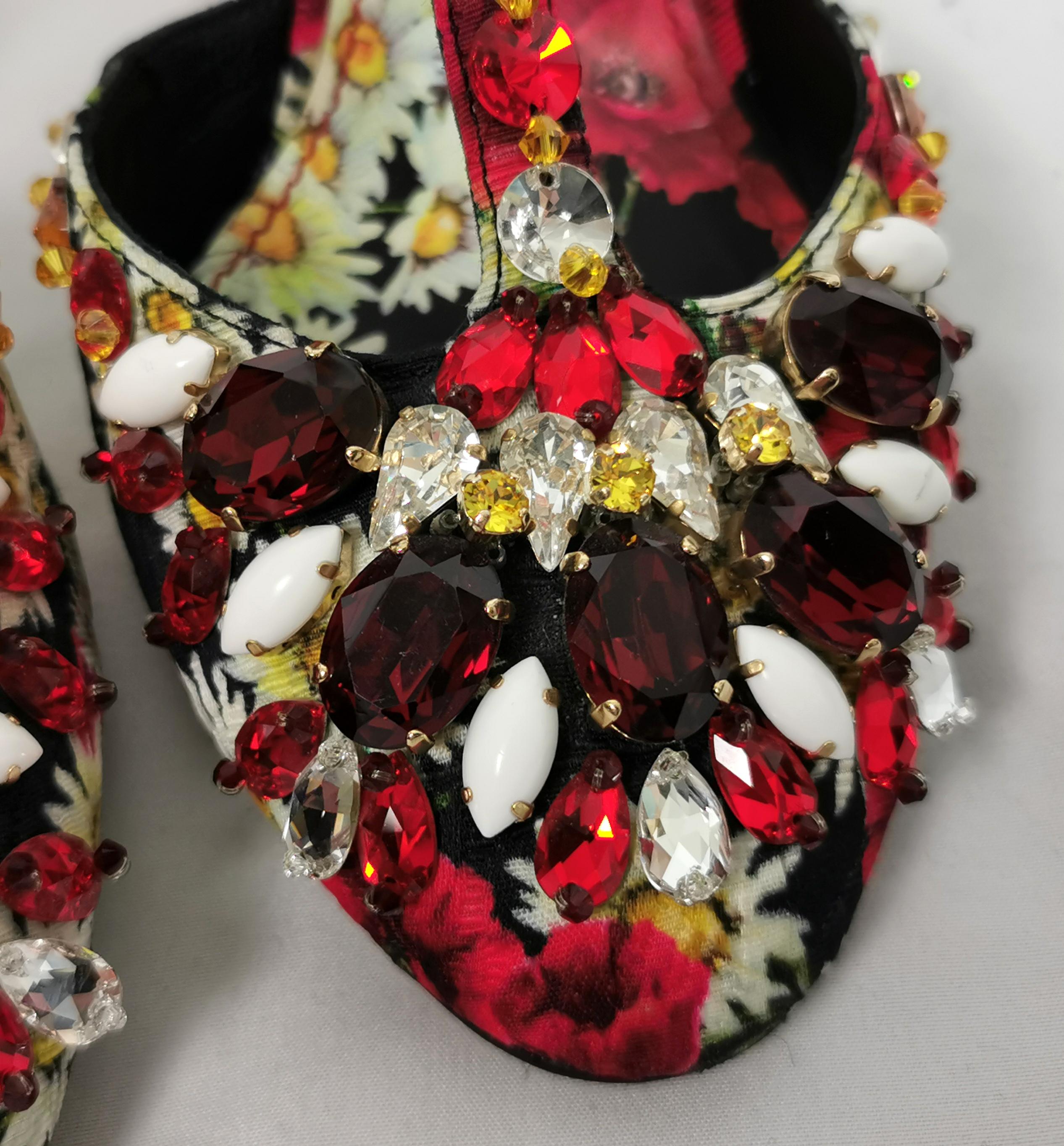 Dolce and Gabbana floral jewelled heeled sandals, Poppy and Daisy shoes  3