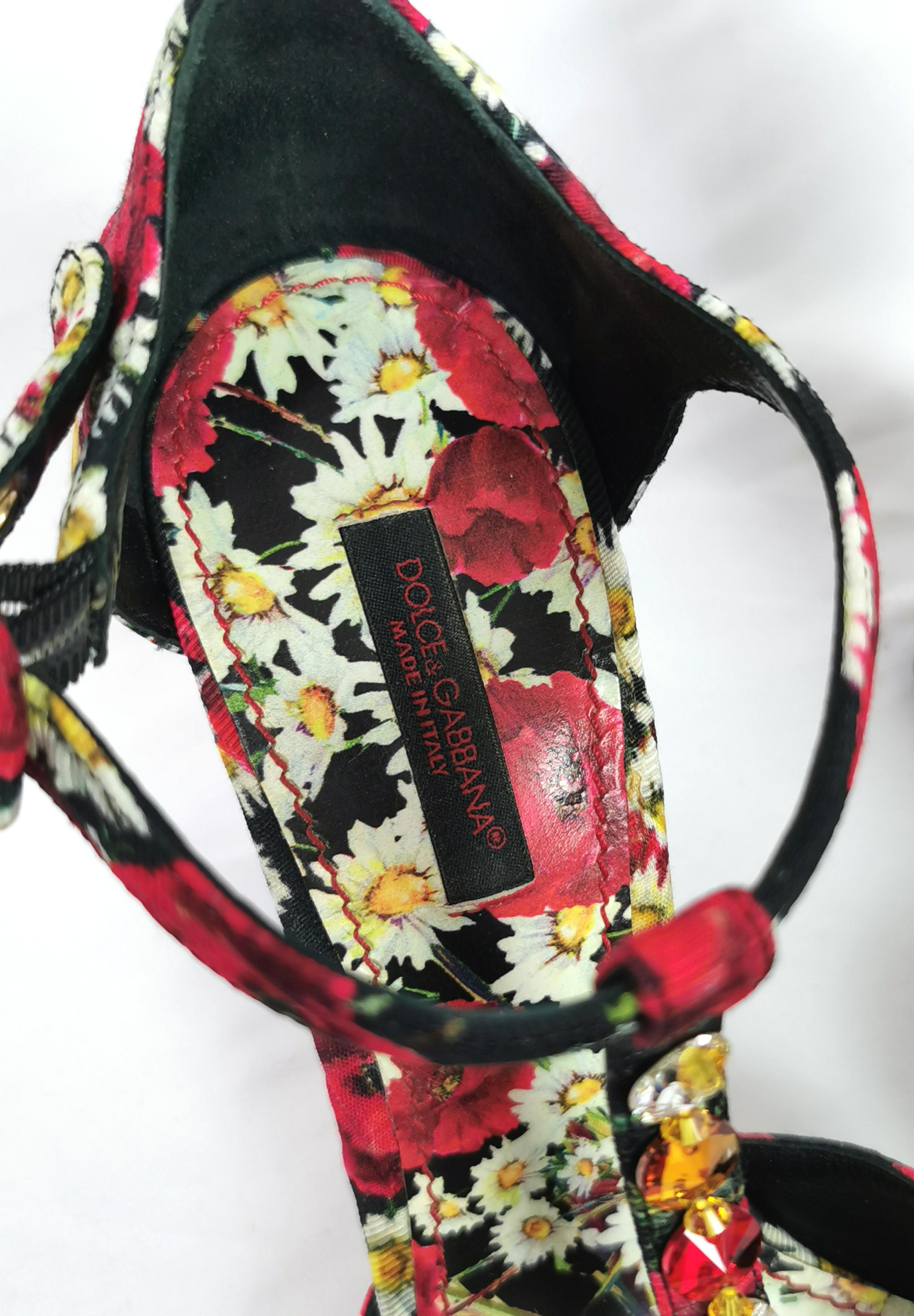 Dolce and Gabbana floral jewelled heeled sandals, Poppy and Daisy shoes  4