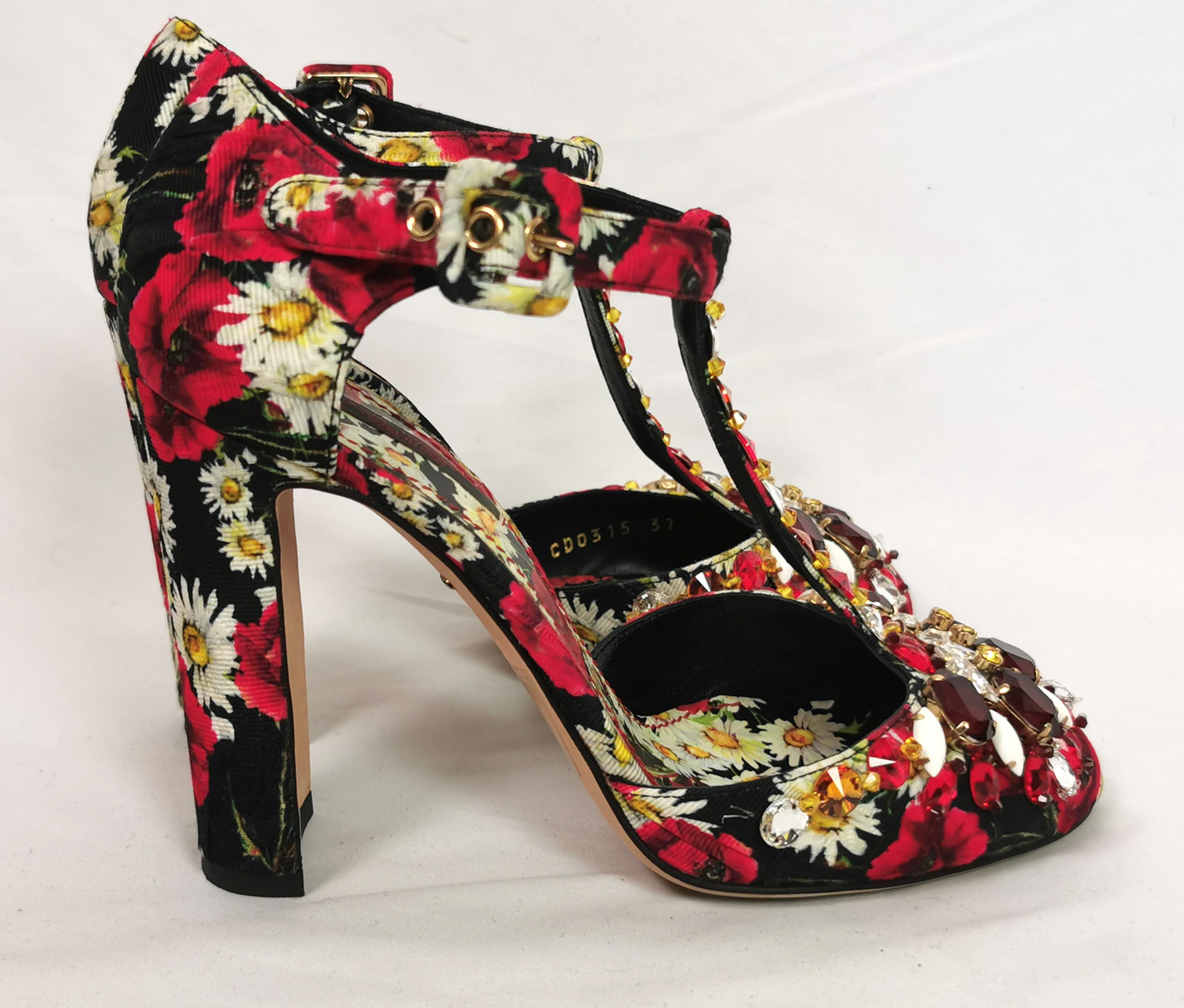 Dolce and Gabbana floral jewelled heeled sandals, Poppy and Daisy shoes  5