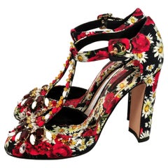 Dolce and Gabbana floral jewelled heeled sandals, Poppy and Daisy shoes 
