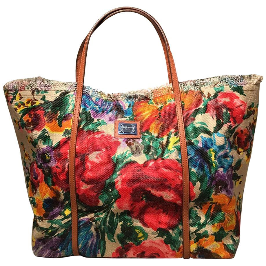 Dolce & Gabbana Miss Escape Floral Canvas Tote Bag