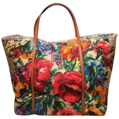 Dolce and Gabbana Miss Escape Floral Canvas Tote Bag For Sale at ...