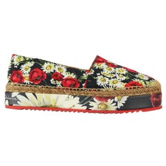 Dolce And Gabbana Floral Print Satin Platform Espadrille Eu 40 Uk 7 Us 10