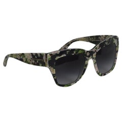 Dolce And Gabbana Floral Print Square Frame Acetate Sunglasses