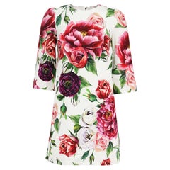 Dolce und Gabbana Minikleid aus Stretch-Crêpe mit Blumendruck IT 36 UK 4