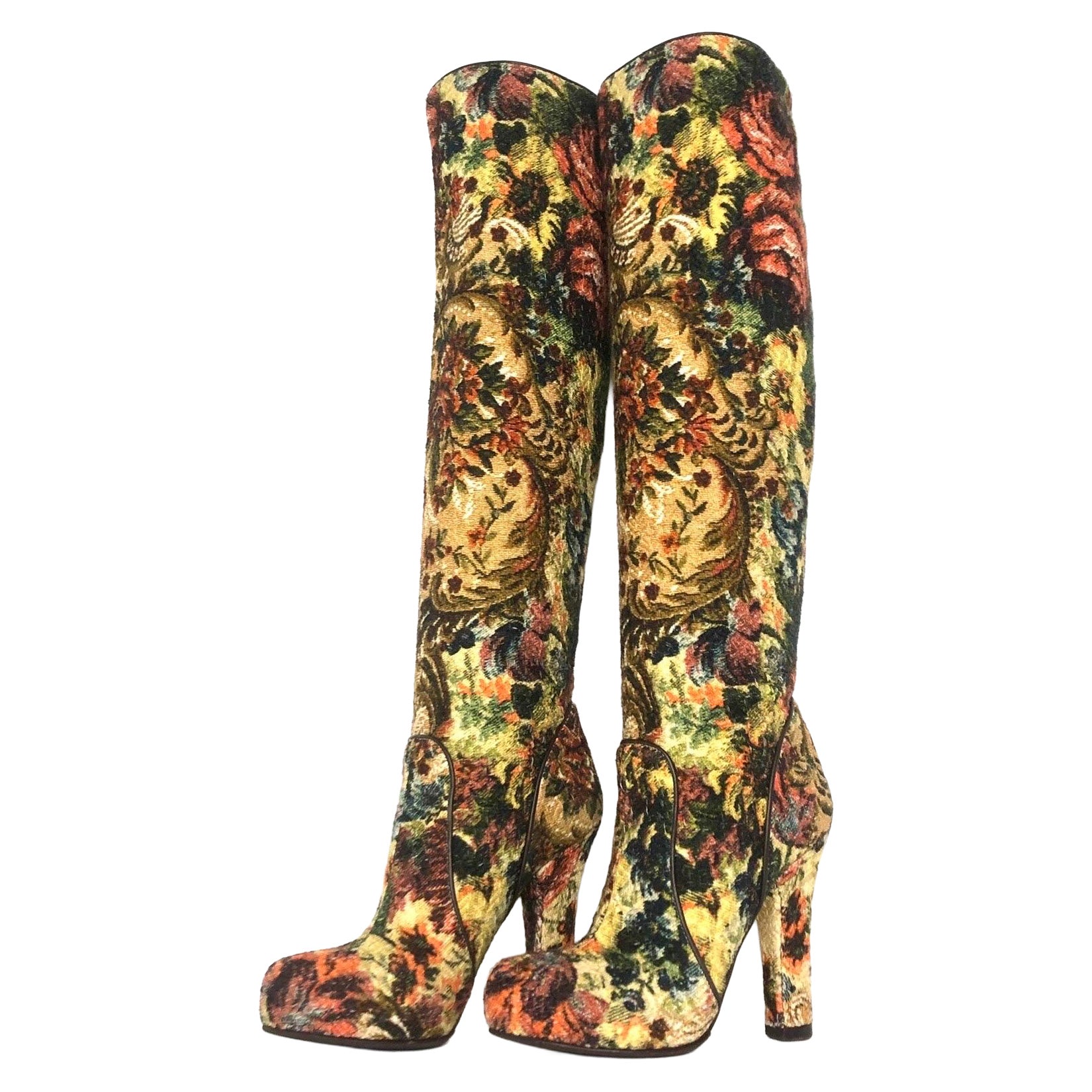 Dolce & Gabbana Botines de tacón con estampado floral y tapicería 37