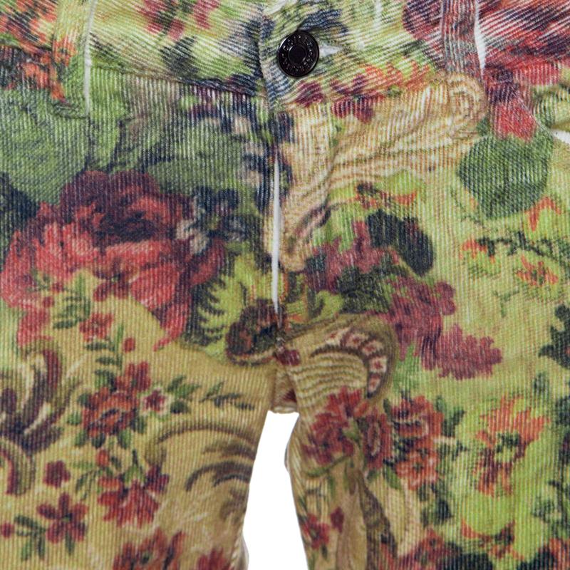 Brown Dolce and Gabbana Floral Printed Corduroy Skinny Pretty Pants S