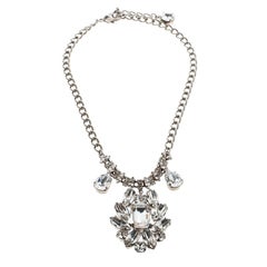 Dolce and Gabbana Flower Crystal Silver Tone Necklace