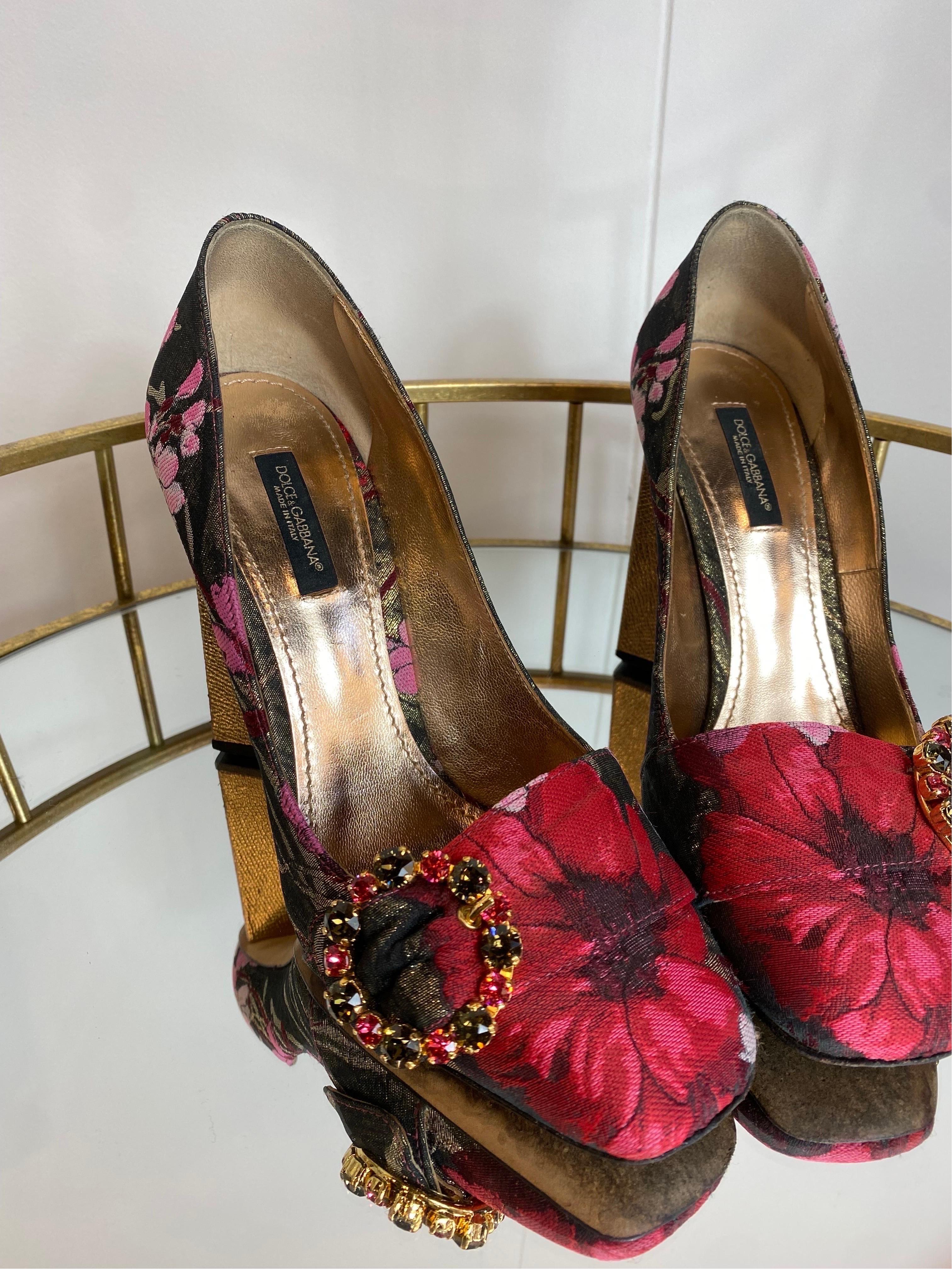 Women's or Men's Dolce and Gabbana flower Jacquard Jewelry Pumps For Sale