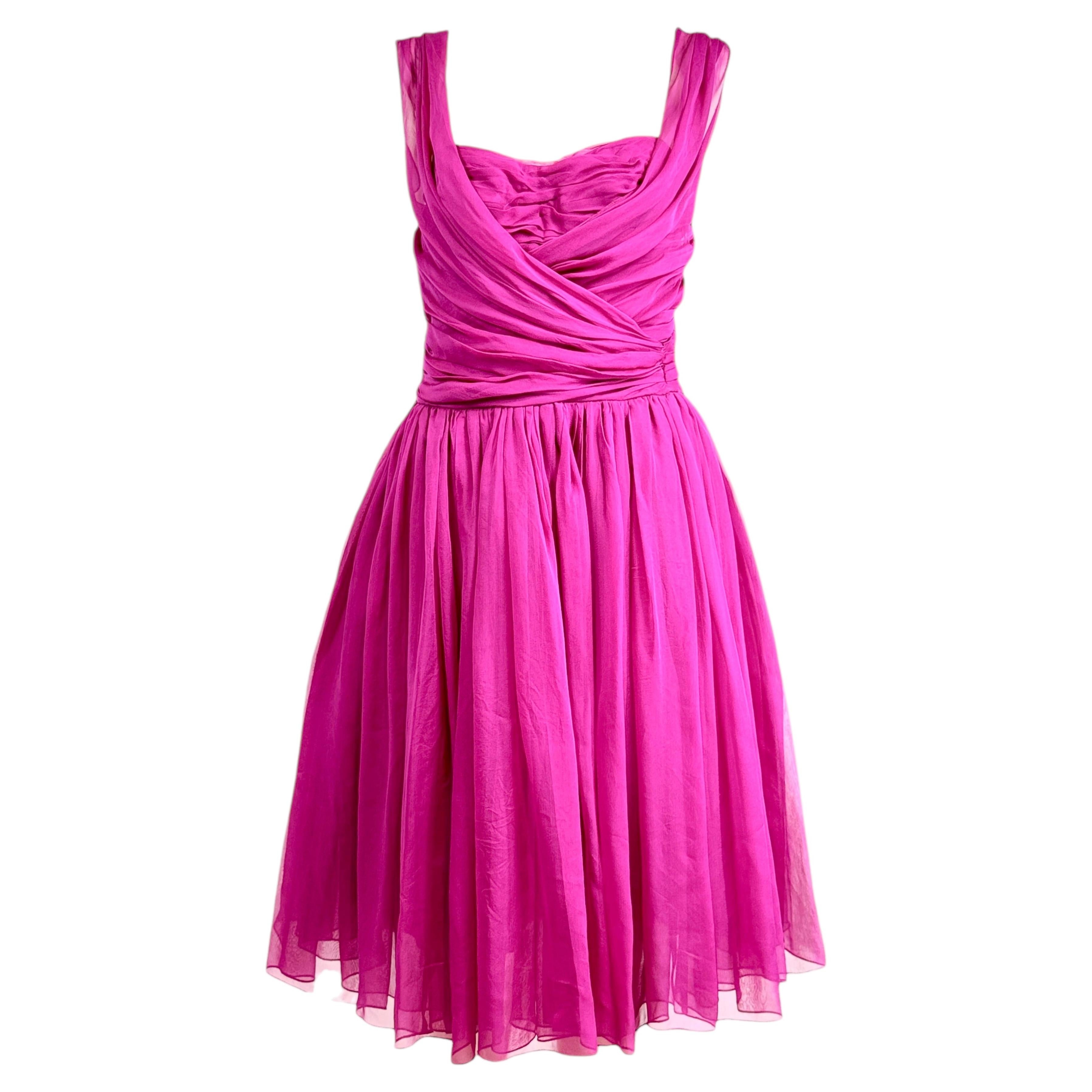 Vestido de crepé de seda fucsia de Dolce & Gabbana