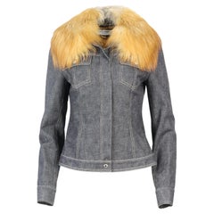 Dolce And Gabbana Fox Fur Trimmed Denim Jacket Small