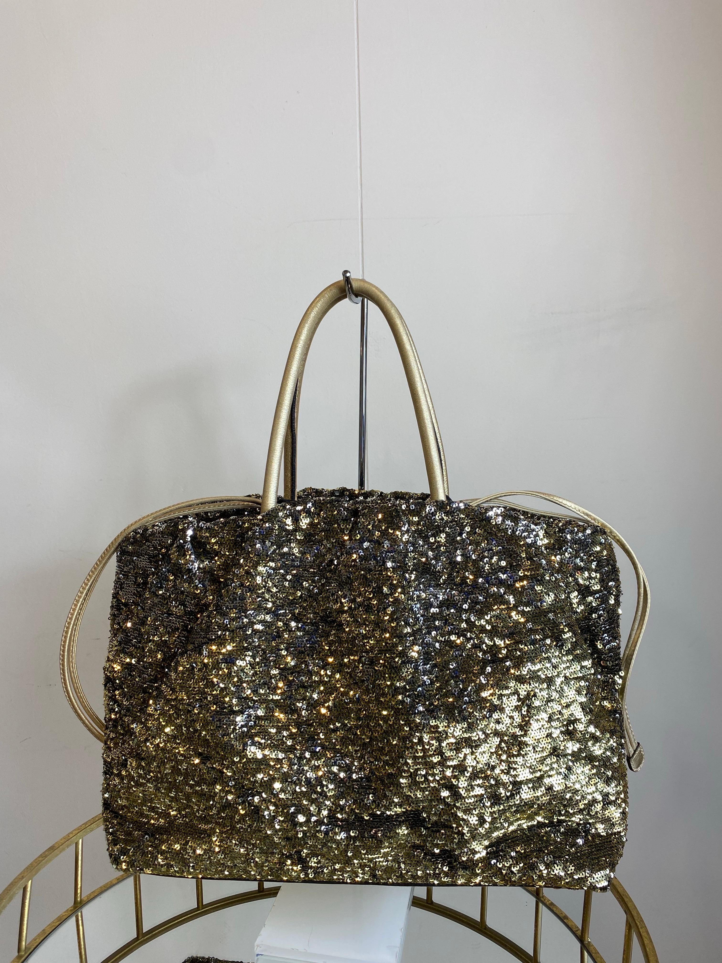 Women's or Men's Dolce and Gabbana gold and silver sequins bag For Sale