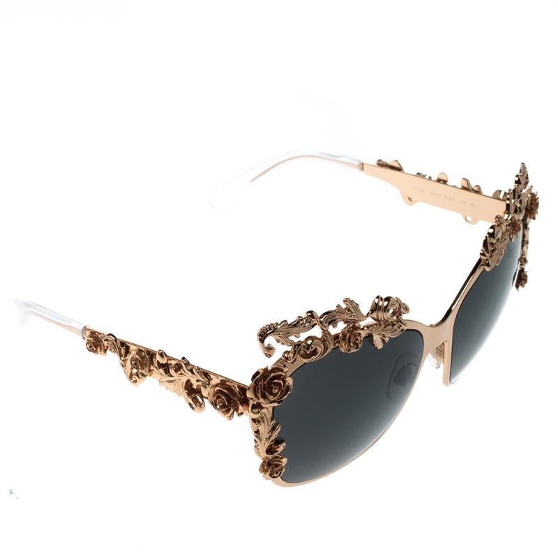Luxury accessories are always a prize to own as they are so designed to last and also to make you look fashionable. This creation from Dolce&Gabbana is a great example. It comes made from acetate, gold-plated metal and fitted with black lenses