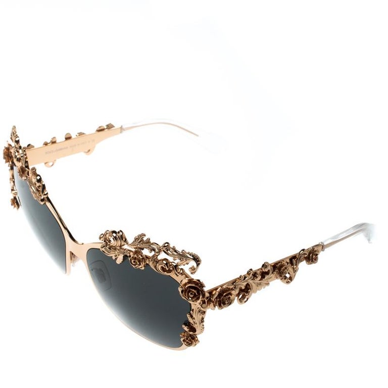 Dolce and Gabbana Gold/Black DG2121 Baroque Butterfly Sunglasses at ...