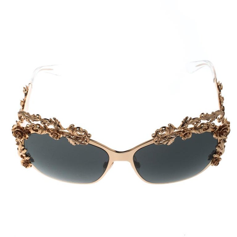 Dolce and Gabbana Gold/Black DG2121 Baroque Butterfly Sunglasses at ...