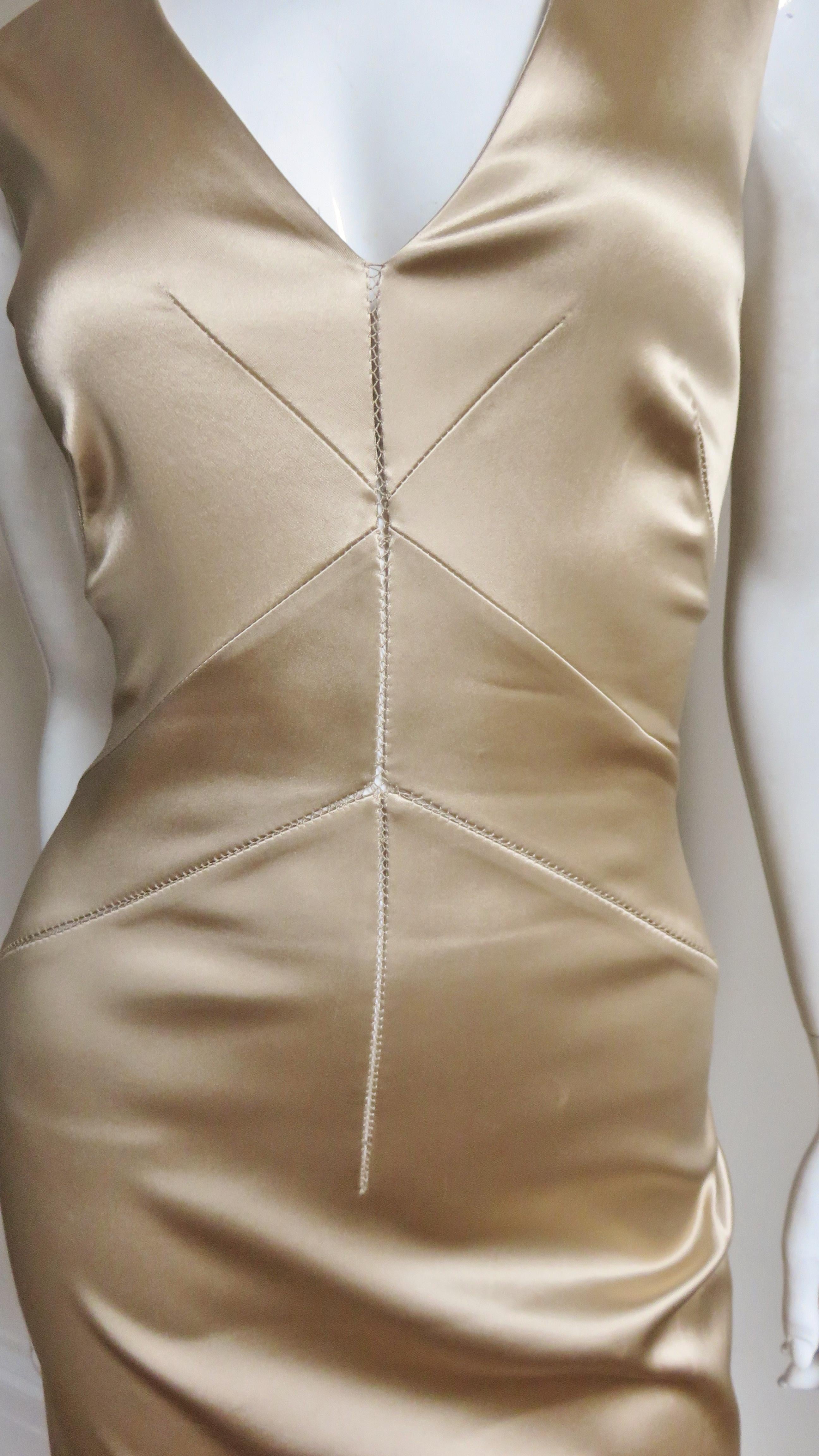 Brown Dolce and Gabbana Gold Seamed Dress