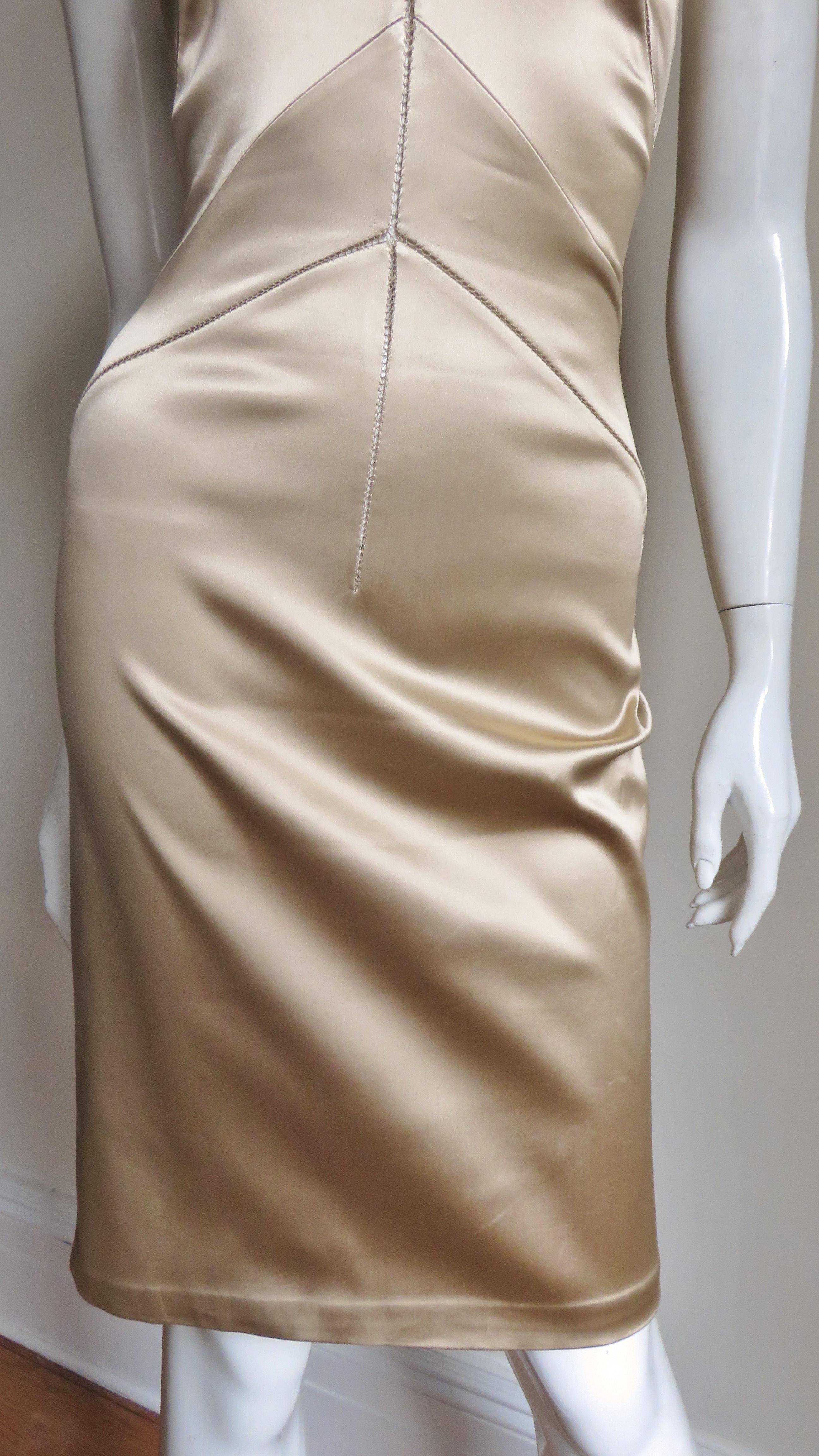 Dolce and Gabbana Gold Seamed Dress In Good Condition In Water Mill, NY
