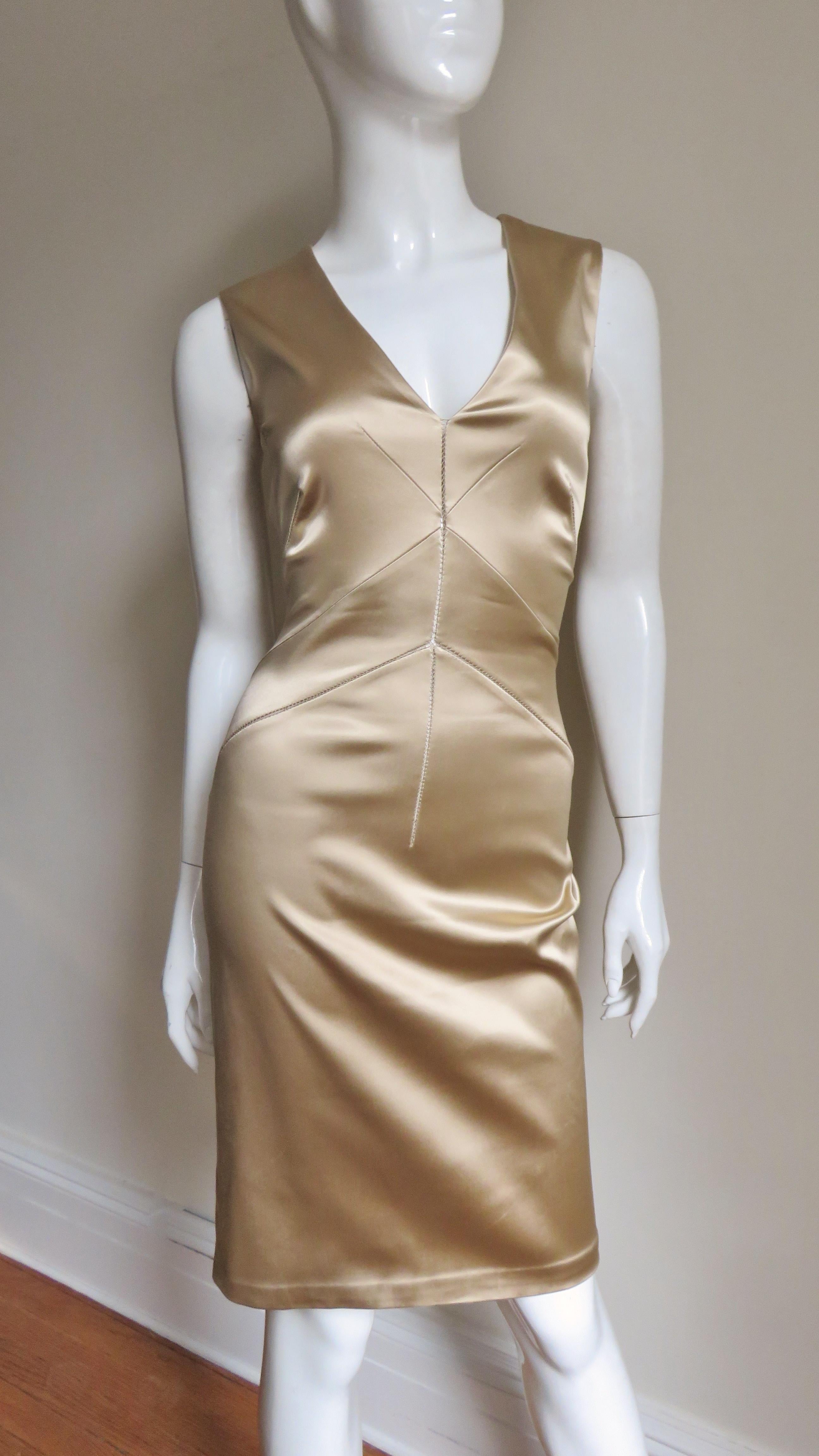 Women's Dolce and Gabbana Gold Seamed Dress