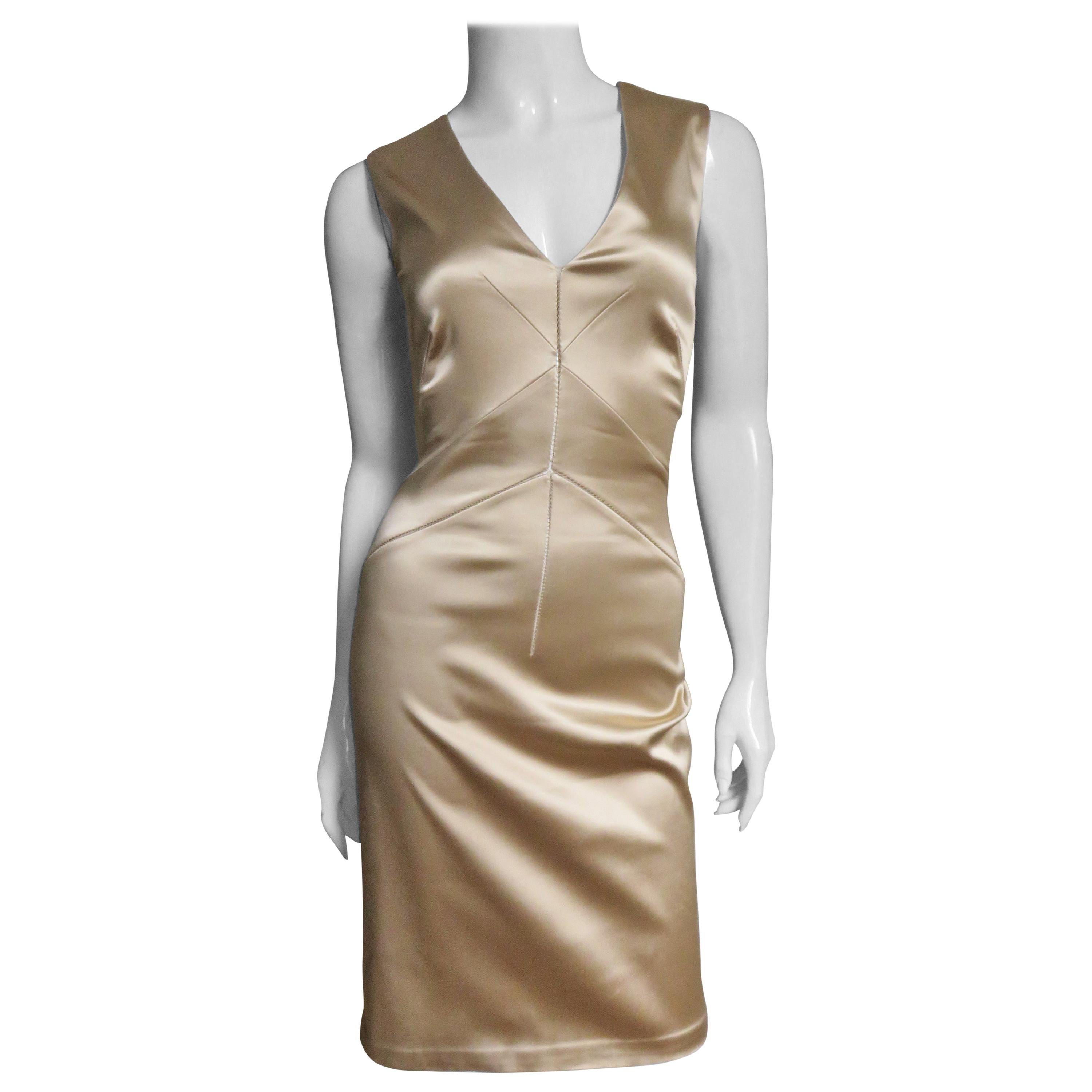 Dolce and Gabbana Gold Seamed Dress