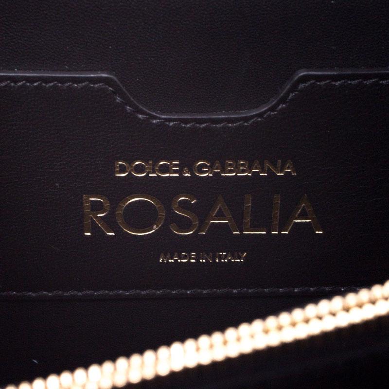 Dolce and Gabbana Gold Embellished Leather Rosalia Shoulder Bag 6