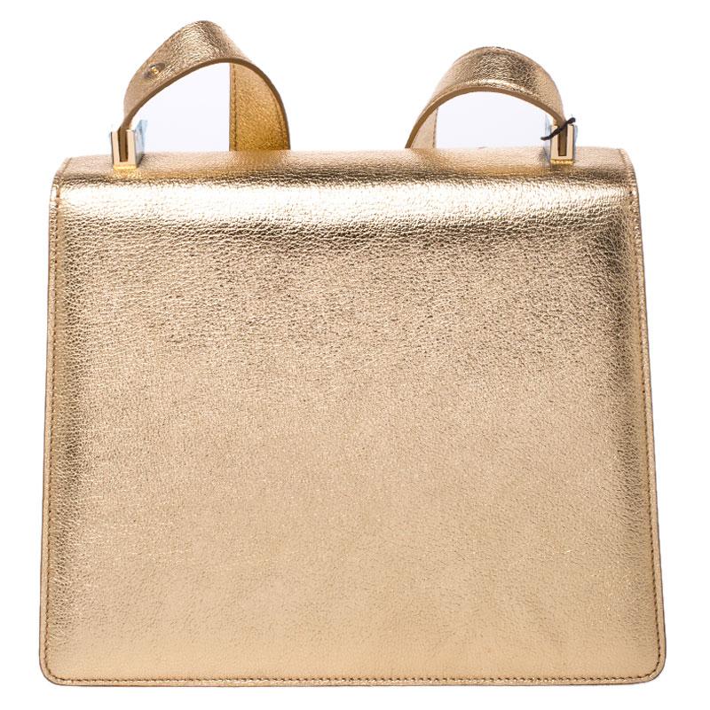 Dolce and Gabbana Gold Embellished Leather Rosalia Shoulder Bag 3