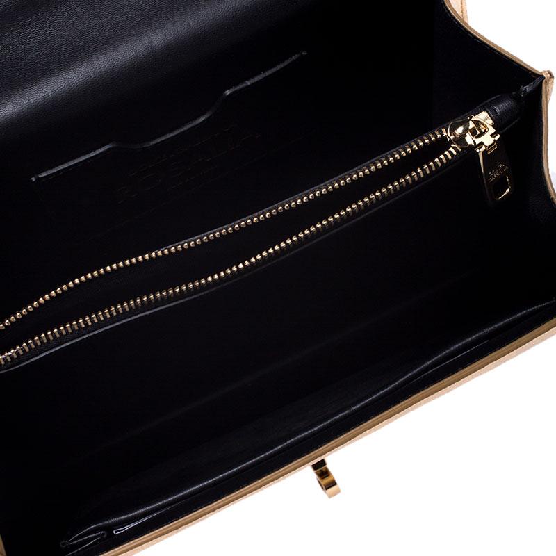 Dolce and Gabbana Gold Embellished Leather Rosalia Shoulder Bag 4