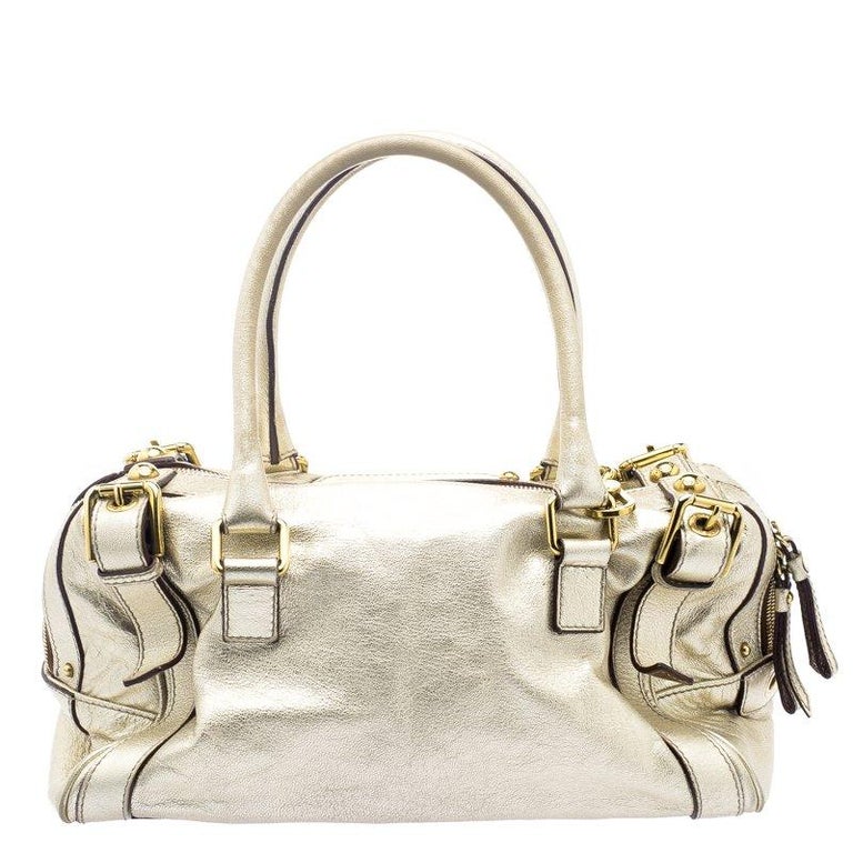 Dolce and Gabbana Gold Leather Miss Easy Way Boston Bag For Sale at 1stdibs