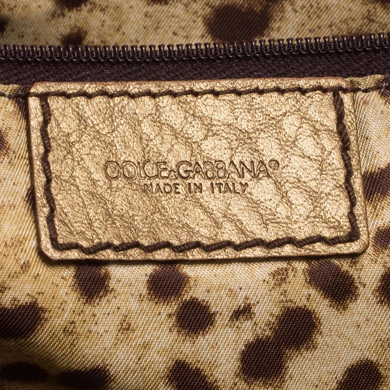 Dolce and Gabbana Gold Leather Shoulder Bag 5
