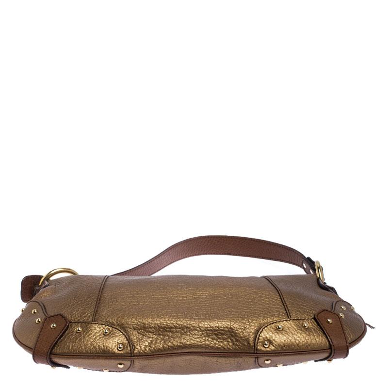 Dolce and Gabbana Gold Leather Shoulder Bag 1