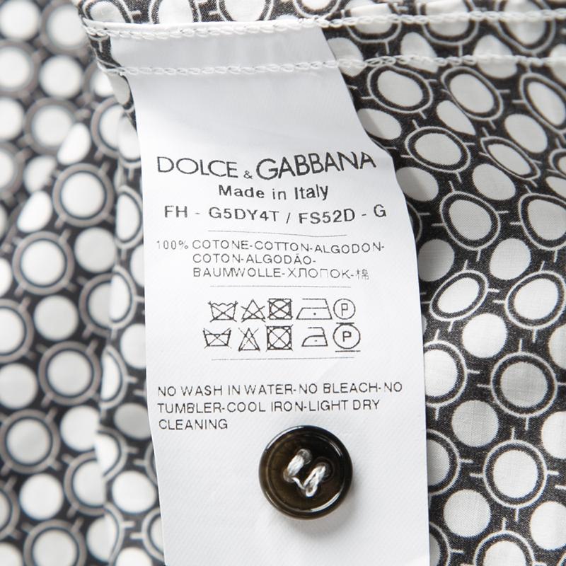 Dolce and Gabbana Gold Monochrome Circle Print Long Sleeve Button Front Shirt XL In Good Condition In Dubai, Al Qouz 2