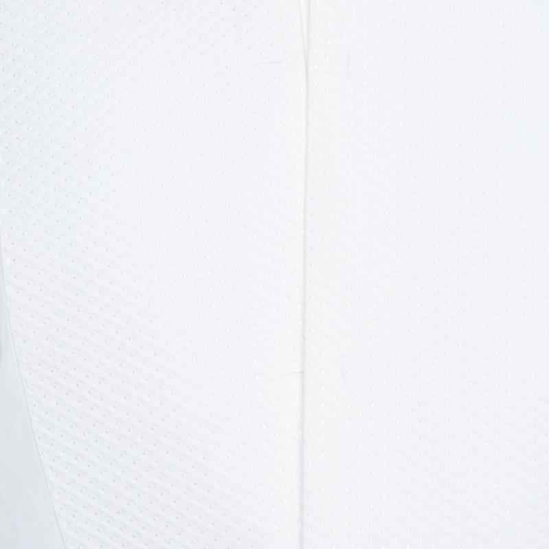 Gray Dolce and Gabbana Gold Optic White Cotton Textured Bib Detail Tuxedo Shirt M