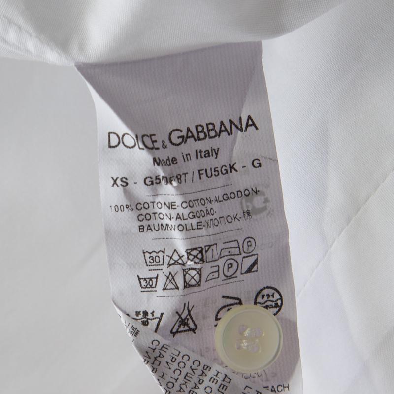 Dolce and Gabbana Gold Optic White Cotton Textured Bib Detail Tuxedo Shirt M In Good Condition In Dubai, Al Qouz 2