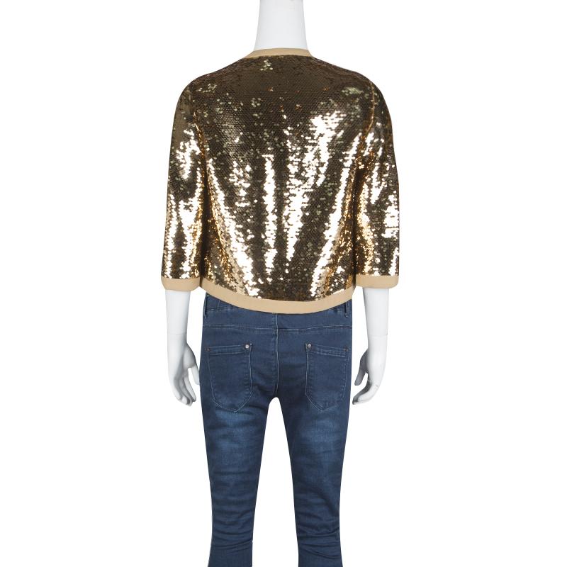 Brown Dolce and Gabbana Gold Sequin Jacket S
