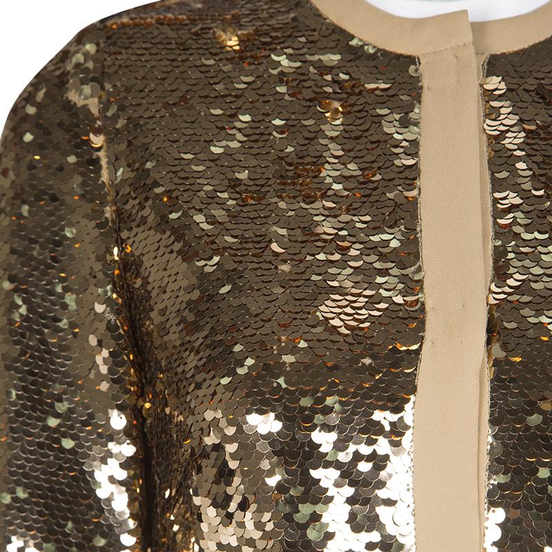 Dolce and Gabbana Gold Sequin Jacket S In Good Condition In Dubai, Al Qouz 2