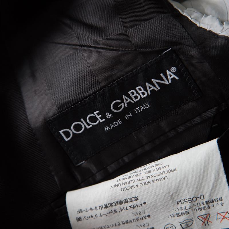 Dolce and Gabbana Gold Textured Contrast Lapel Detail Tailored Blazer L In Good Condition In Dubai, Al Qouz 2