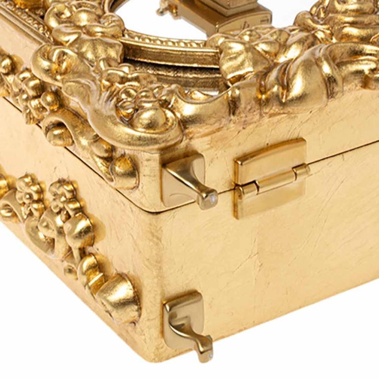 Dolce and Gabbana Gold Wood and Acrylic Leaf Dolce Box Bag at 1stDibs