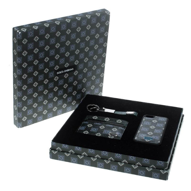 Men's Dolce and Gabbana Green Gift Box Set (Card Holder, iPhone 5 Case and Key Holder)