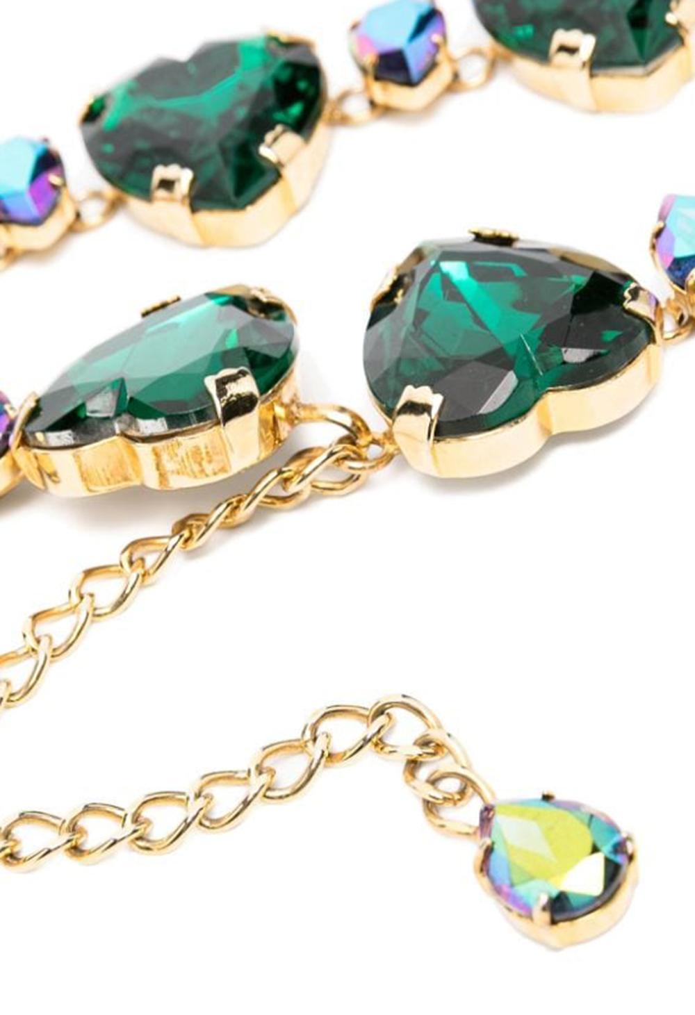 Dolce and Gabbana Green Heart-Charms Chain Belt In Good Condition In Paris, FR