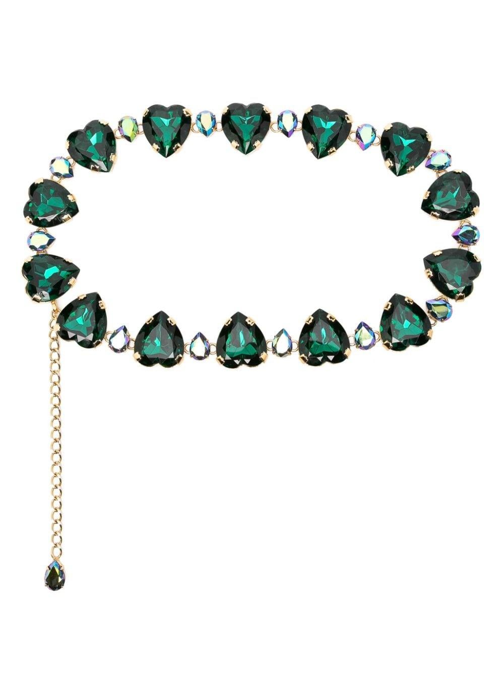 Women's Dolce and Gabbana Green Heart-Charms Chain Belt